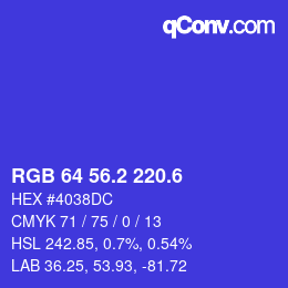 カラーコード: RGB 64 56.2 220.6 | qconv.com
