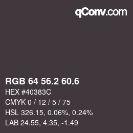 カラーコード: RGB 64 56.2 60.6 | qconv.com