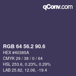 カラーコード: RGB 64 56.2 90.6 | qconv.com