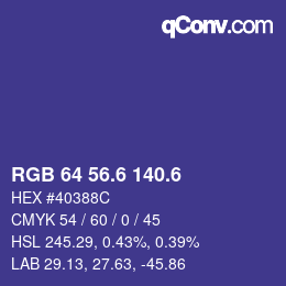 カラーコード: RGB 64 56.6 140.6 | qconv.com