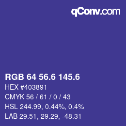 カラーコード: RGB 64 56.6 145.6 | qconv.com