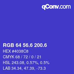カラーコード: RGB 64 56.6 200.6 | qconv.com