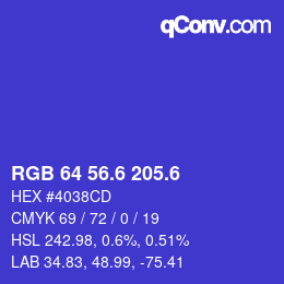 カラーコード: RGB 64 56.6 205.6 | qconv.com