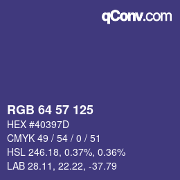 Color code: RGB 64 57 125 | qconv.com