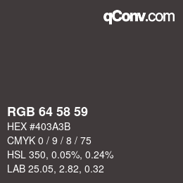 Color code: RGB 64 58 59 | qconv.com