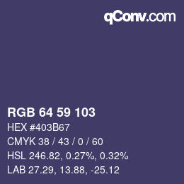 Color code: RGB 64 59 103 | qconv.com