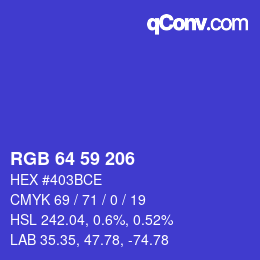 颜色代码: RGB 64 59 206 | qconv.com