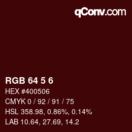 Color code: RGB 64 5 6 | qconv.com