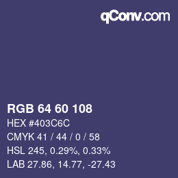 颜色代码: RGB 64 60 108 | qconv.com