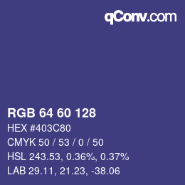 颜色代码: RGB 64 60 128 | qconv.com