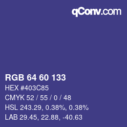 カラーコード: RGB 64 60 133 | qconv.com