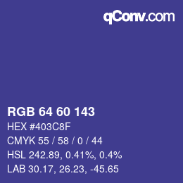 カラーコード: RGB 64 60 143 | qconv.com