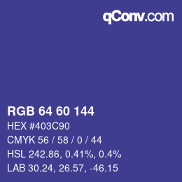 颜色代码: RGB 64 60 144 | qconv.com