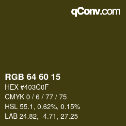 Código de color: RGB 64 60 15 | qconv.com