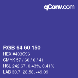 颜色代码: RGB 64 60 150 | qconv.com