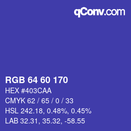 颜色代码: RGB 64 60 170 | qconv.com