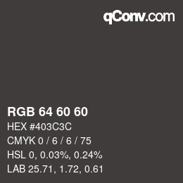 颜色代码: RGB 64 60 60 | qconv.com