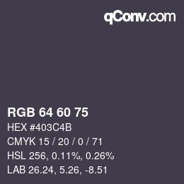 カラーコード: RGB 64 60 75 | qconv.com