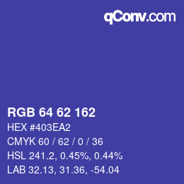 Color code: RGB 64 62 162 | qconv.com