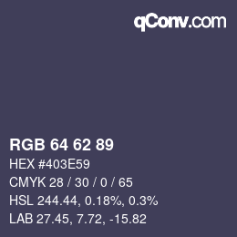 Código de color: RGB 64 62 89 | qconv.com