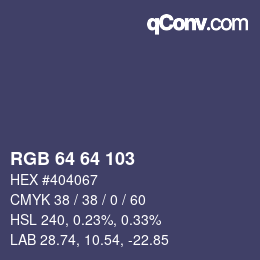 Color code: RGB 64 64 103 | qconv.com