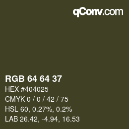 Color code: RGB 64 64 37 | qconv.com