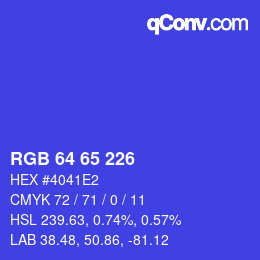 Farbcode: RGB 64 65 226 | qconv.com