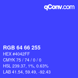 Color code: RGB 64 66 255 | qconv.com