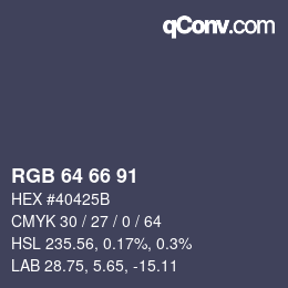 Color code: RGB 64 66 91 | qconv.com
