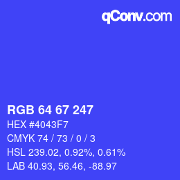 颜色代码: RGB 64 67 247 | qconv.com