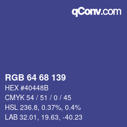 Color code: RGB 64 68 139 | qconv.com