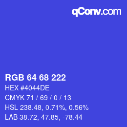 Color code: RGB 64 68 222 | qconv.com