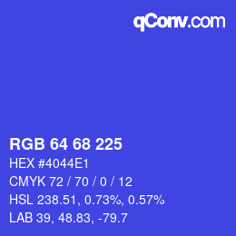 Color code: RGB 64 68 225 | qconv.com