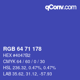 カラーコード: RGB 64 71 178 | qconv.com