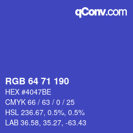 Color code: RGB 64 71 190 | qconv.com