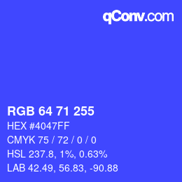 カラーコード: RGB 64 71 255 | qconv.com