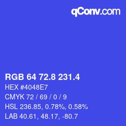 カラーコード: RGB 64 72.8 231.4 | qconv.com