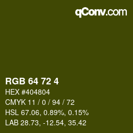 Color code: RGB 64 72 4 | qconv.com