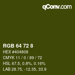 Color code: RGB 64 72 8 | qconv.com
