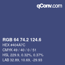 カラーコード: RGB 64 74.2 124.6 | qconv.com