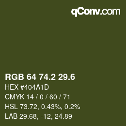 カラーコード: RGB 64 74.2 29.6 | qconv.com