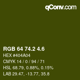 カラーコード: RGB 64 74.2 4.6 | qconv.com