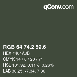 カラーコード: RGB 64 74.2 59.6 | qconv.com