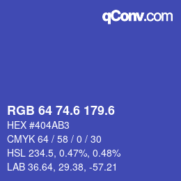 カラーコード: RGB 64 74.6 179.6 | qconv.com
