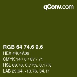 カラーコード: RGB 64 74.6 9.6 | qconv.com