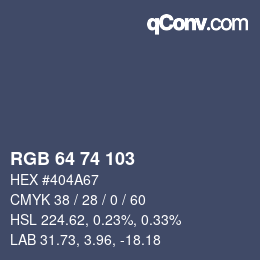 Color code: RGB 64 74 103 | qconv.com
