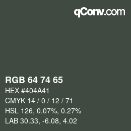 颜色代码: RGB 64 74 65 | qconv.com