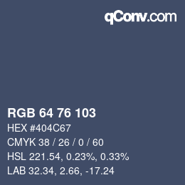 Color code: RGB 64 76 103 | qconv.com