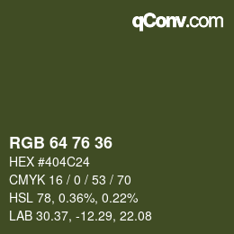 Color code: RGB 64 76 36 | qconv.com