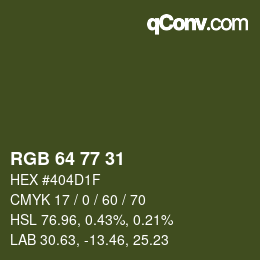 Farbcode: RGB 64 77 31 | qconv.com